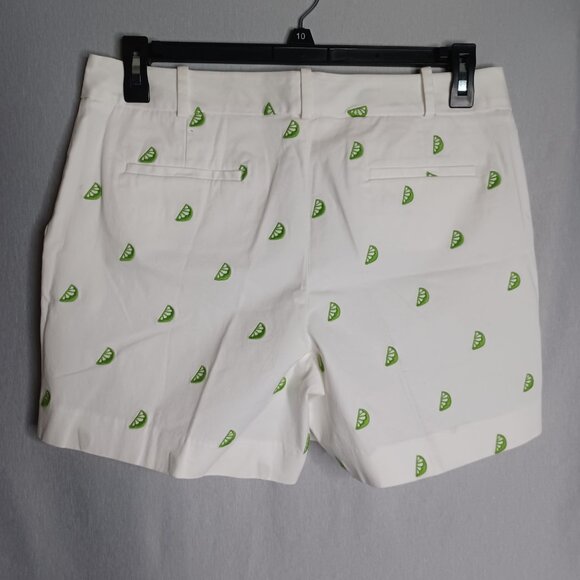 Talbots Shorts Women's 10 White/Green Lime Cuts Mid Rise Vacation Beach Resort - Picture 2 of 6